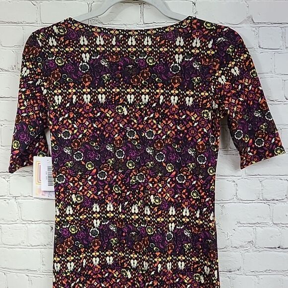 NWT LuLaRoe Julia Dress XXS (00-0) Colorful Floral Midi Fitted Business Casual - Picture 7 of 8